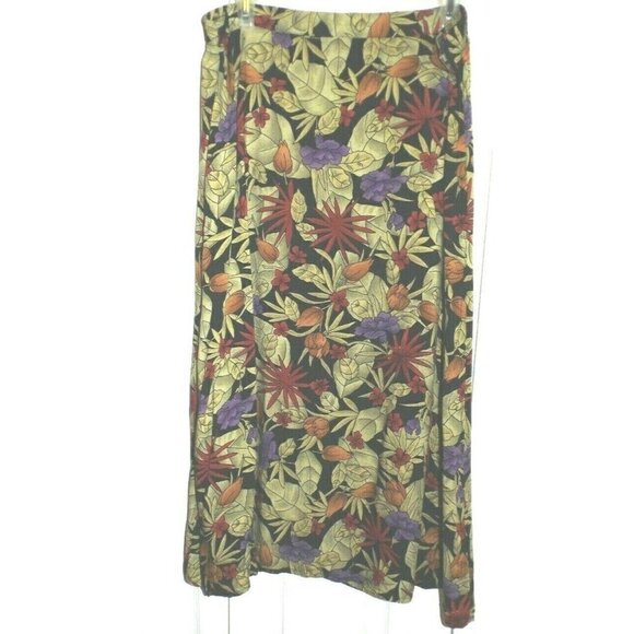 Sag Harbor Petite L multicolor floral elastic waist side zip office business - Picture 1 of 3